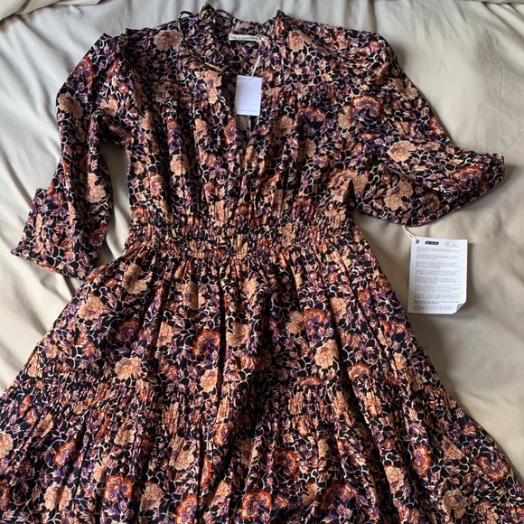 Ulla Johnson Liv Dress in navy multicolor print - Picture 4 of 8